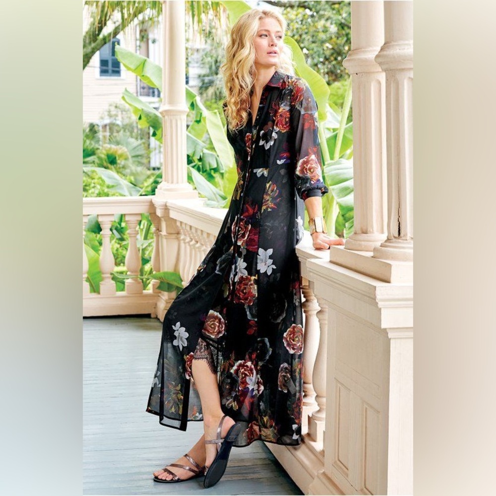 Soft Surroundings Anais Floral Button Down Maxi Dress